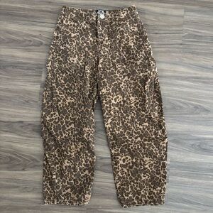 Leopard Print Barrel Jeans